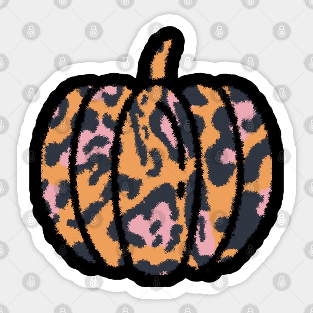 Leopard Pumpkin Pattern Print Sticker by Peaceful Space AS